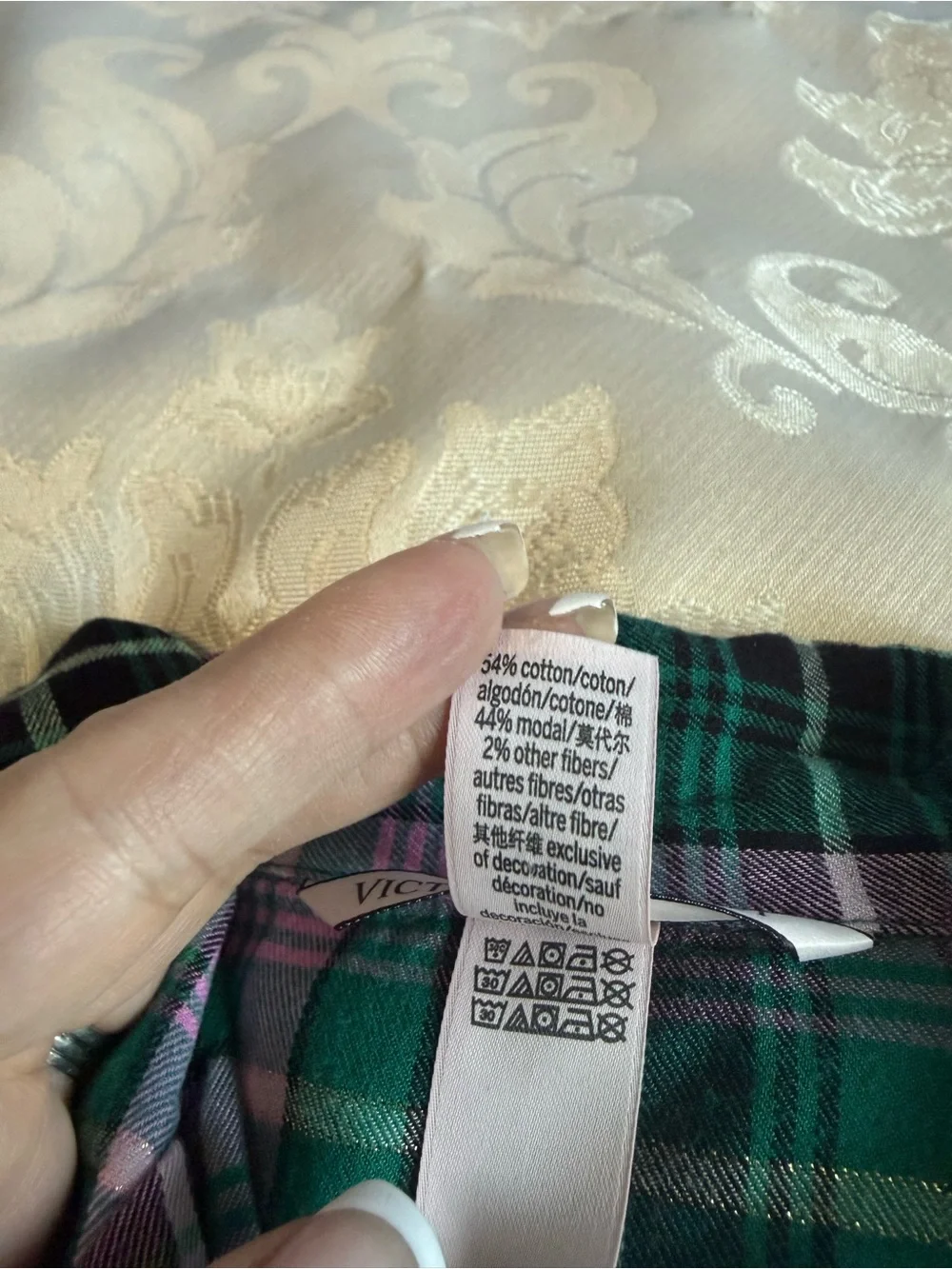 Victoria’s Secret Plaid Button Up Shirt XS -SM Metallic Thread Cotton Modal - Picture 7 of 10